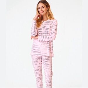 Roller Rabbit pink heart pajama set size small
